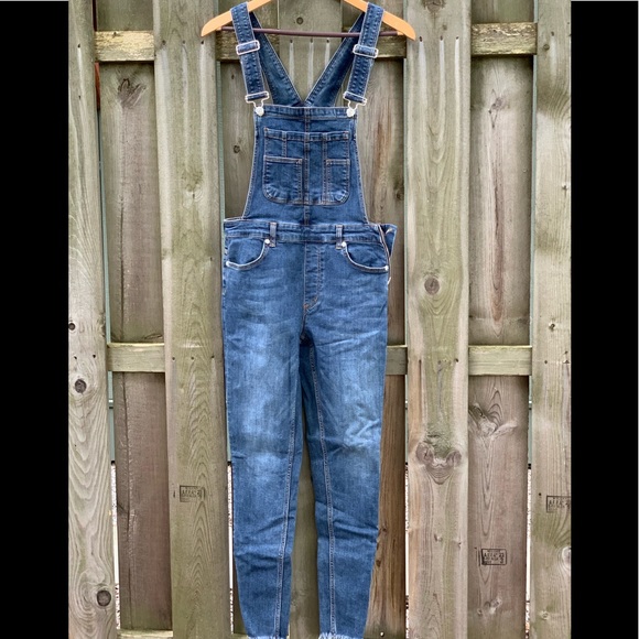 Overalls Free People denim frayed hem size 27 - Picture 2 of 7